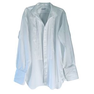 Ventura Men Wing Collar Tuxedo Formal Shirt 18x46 White French Cuffs Made Italy